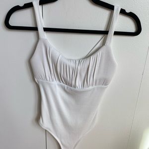 White bodysuit - no bra needed!! Low back